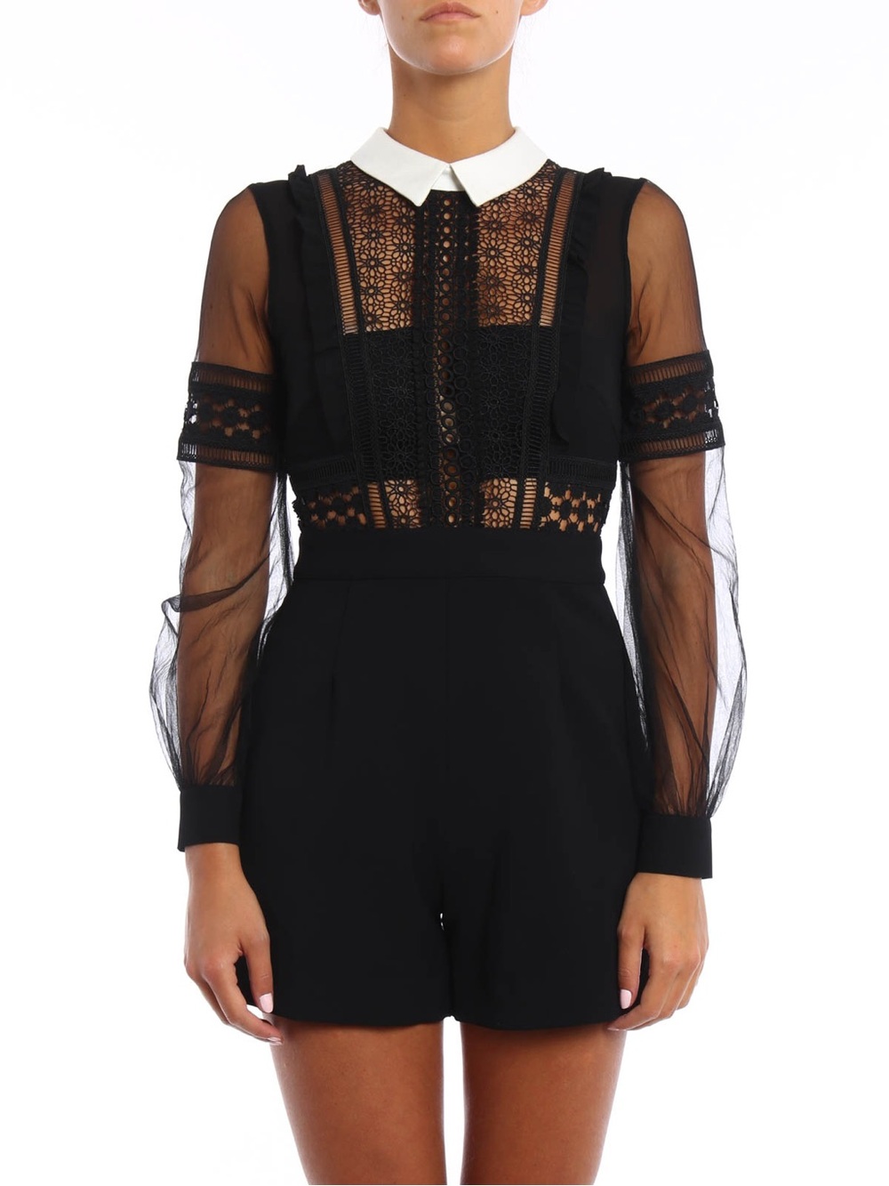 Self Portrait | XS | Lace and Chiffon detailed jumpsuit